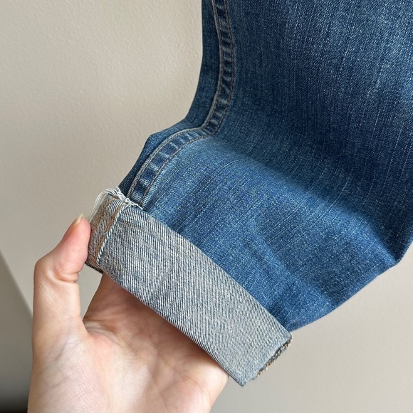 Madewell Distressed Mid-Rise Skinny Blue Cuffed Jeans, Medium Wash, Size 26 - Picture 5 of 16